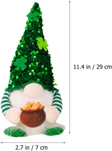 Miniatura 8 de ABOOFAN Gnomo del día de San Patricio, duende irlandés, gnomo sueco con trébol de la suerte verde claro, gnomo, muñeco de gnomo, elfo con cuenco