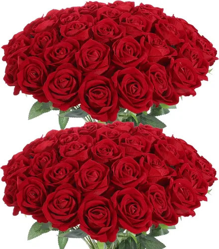 Miniatura 10 de 12 rosas artificiales de terciopelo sintético para decoración del hogar y boda (rosa perla, negro)