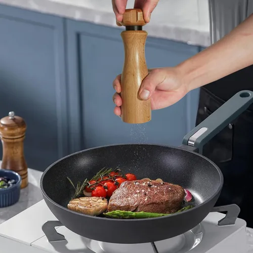 Miniatura 8 de Molinillo de pimienta de madera, molinillo de sal y pimienta de 8 pulgadas con perilla en forma de engranaje, grosor ajustable: diseño recargable