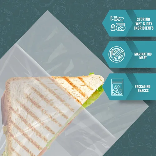 Miniatura 3 de PAMI Bolsas de sándwich plegables [200 piezas], bolsas de plástico desechables sin cremallera, bolsas plegables fáciles de abrir para almuerzo