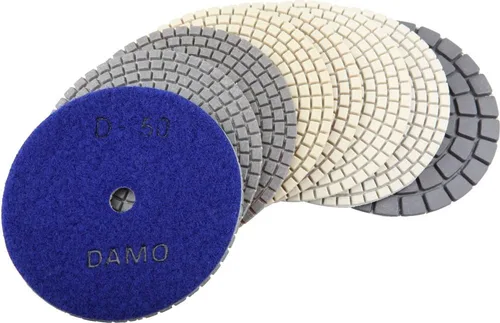 Miniatura 8 de DAMO Juego de 7 almohadillas de pulido de diamante seco de 4 pulgadas con soporte trasero para superficies de granito, hormigón y mármol
