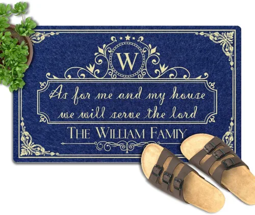 Miniatura 6 de Tapete para puerta de 23.6 x 15.7 pulgadas, nombre con monograma, vintage, botánico, personalizado, personalizado, tapete de bajo perfil, tapete