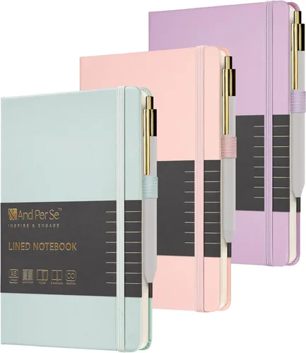 Miniatura 9 de &And Per Se Juego de diario y bolígrafo forrados, cuaderno A5 de tapa dura de cuero con bolígrafo y juego de papelería, 160 páginas de 3.53 oz/m²