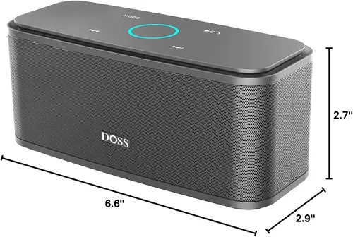 Miniatura 10 de DOSS SoundBox Touch - Altavoz inalámbrico Bluetooth con sonido HD de 12W y graves profundos, resistente al agua IPX5, 20 horas de reproducción, Gris
