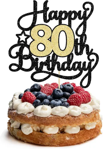 Miniatura 19 de 1 Pieza Feliz Cumpleaños 60 Decoración Superior para Pastel Negro Dorado con Purpurina Brindis por 60 Años Palillo para Pastel de Cumpleaños 60