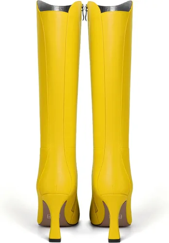 Miniatura 4 de SKYSTERRY Botas de tacón alto con cremallera mate para mujer, con punta redonda, de 3.3 pulgadas