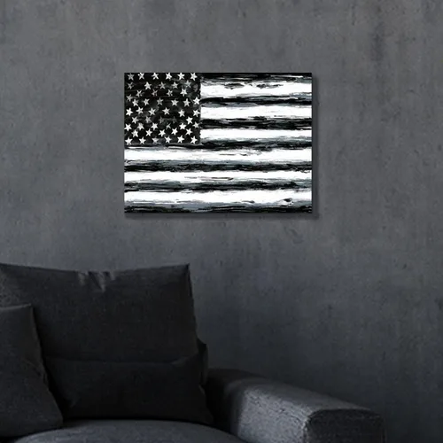 Miniatura 5 de SD SOFT DANCE Lienzo decorativo para pared, diseño de bandera americana, imagen patriótica de Estados Unidos, estrellas blancas y negras, pintura
