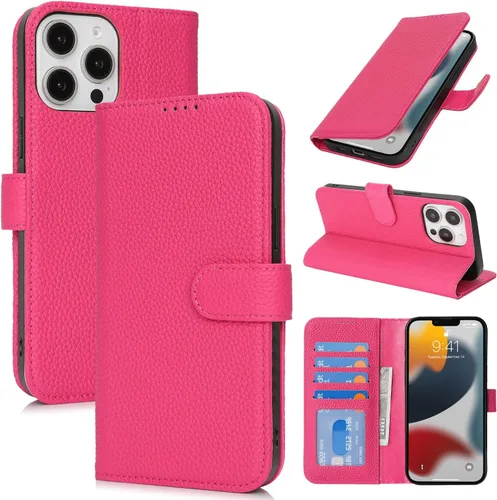 Miniatura 94 de Zouzt Funda para iPhone 11 de 6.1 pulgadas de piel auténtica con 4 ranuras para tarjetas, tarjetero con bloqueo RFID, tapa magnética, función atril