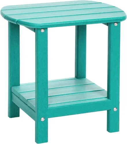 Adirondack - Mesa auxiliar para exteriores, mesa de patio pequeña de polietileno de alta densidad de 16.5 pulgadas con estante de almacenamiento,