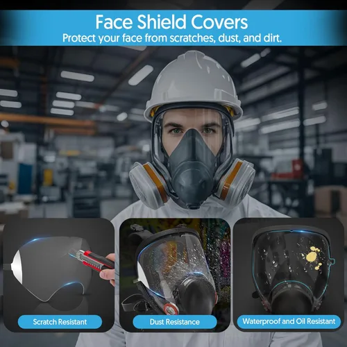Miniatura 4 de QZQ 45 unidades de cubiertas de lentes desprendibles compatibles con 3M 6885, 6000, 6700, 6800, 6900 Serie de mascarillas con respirador, cubierta