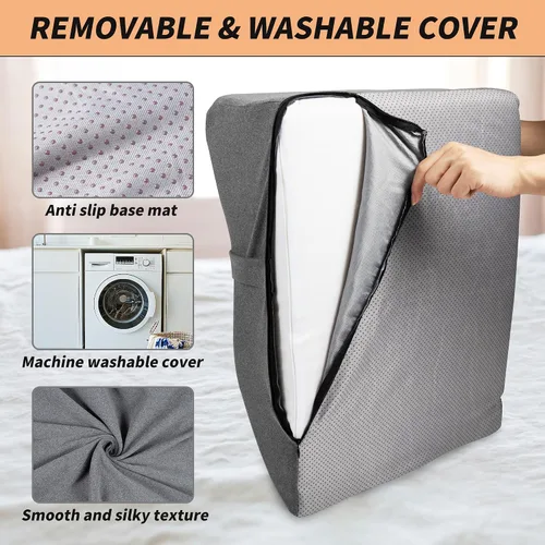 Miniatura 7 de itcozy - Almohada de elevación de piernas con espuma viscoelástica suave, almohada en forma de cuña para leer, descansar, cirugía, alivia el dolor