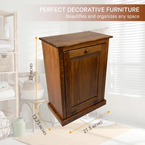 Miniatura 3 de Armario de basura inclinable de madera de Peaceful Classics - Gabinete extraíble de madera, papelera decorativa para cocina, dormitorio y patio