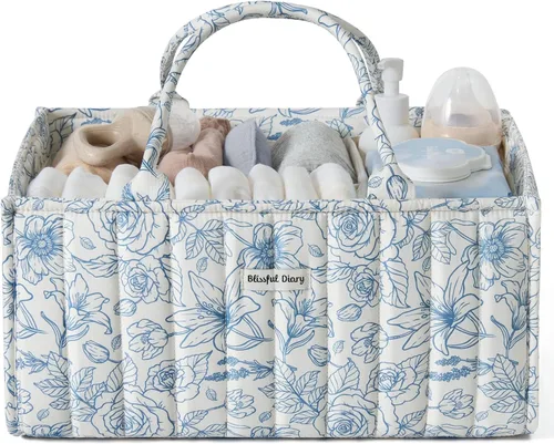 Miniatura 12 de Blissful Diary Organizador de Caddy de Pañales para Bebé, elegante cesta de almacenamiento para artículos esenciales para recién nacidos y estación