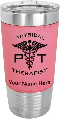 Miniatura 9 de LaserGram Taza aislada al vacío de 20 onzas, fisioterapeuta PT, grabado personalizado incluido (piel sintética, estilo béisbol)