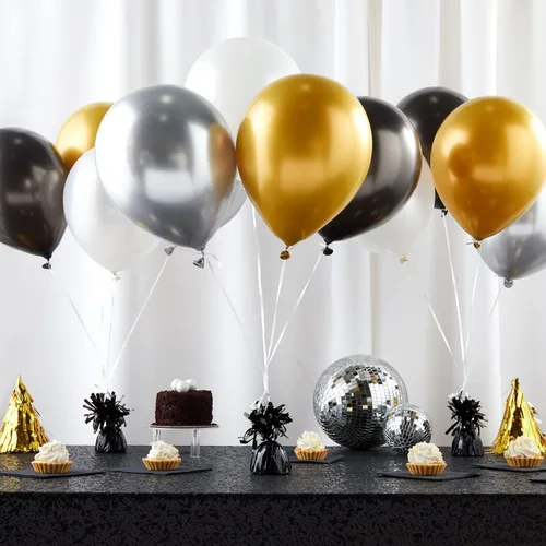 Miniatura 2 de BLUE PANDA Pesas de globo negro, paquete de 15, 6 onzas, 4.5 pulgadas, peso de globo de helio a granel para centros de mesa y eventos al aire libre