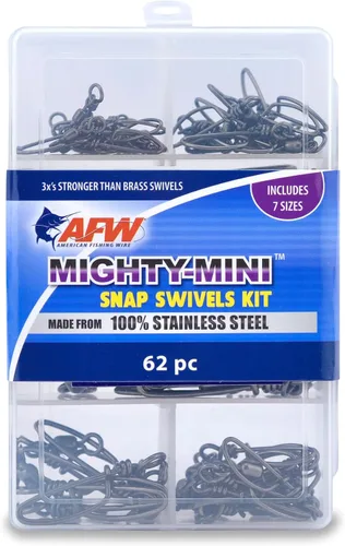 Miniatura 23 de American Fishing Wire Mighty Mini grúa giratoria, línea de pesca esencial, equipo de pesca compacto, giro de agua salada, giro de acero inoxidable