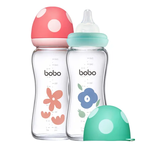 Miniatura 14 de YOHKOH Biberón de vidrio natural con pezón de flujo lento de nivel 1, biberones anticólicos para recién nacidos, botella de vidrio de cuello ancho
