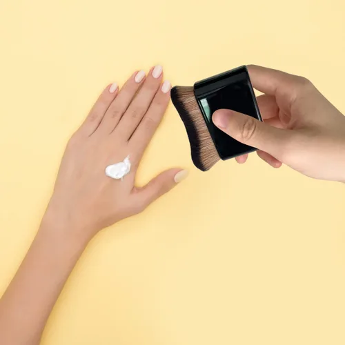 Miniatura 4 de 2 brochas de bronceado corporal, brocha de maquillaje de sirena, brocha grande de maquillaje para base Kabuki para maquillaje de cara bronceada Negro
