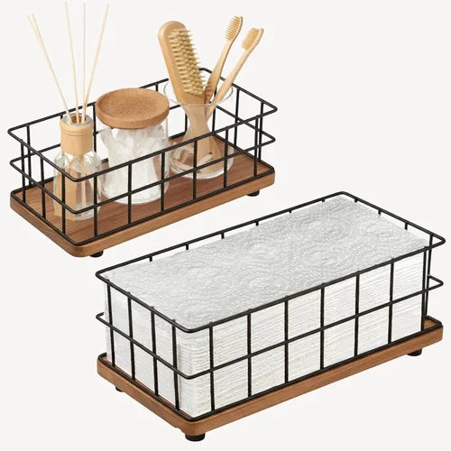 Miniatura 9 de BAOBAB WORKSHOP Cesta de baño de madera organizadora y almacenamiento, cesta de papel higiénico para la parte posterior del tanque de inodoro, cesta