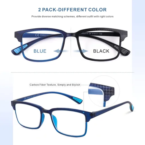 Miniatura 5 de CARA - Paquete de 2 lentes de lectura progresivos multienfoque, marco TR90, flexible, ligero, con bloqueo de luz azul, para lectores de computadora