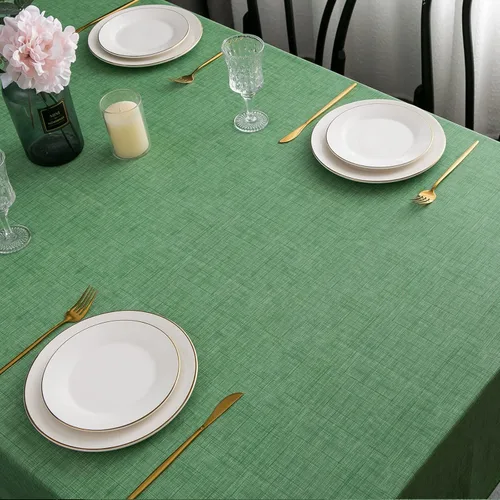 Miniatura 6 de LIBERECOO Mantel de vinilo con reverso de franela, verde hierba, impermeable, resistente a las manchas, mantel fácil de limpiar para vacaciones
