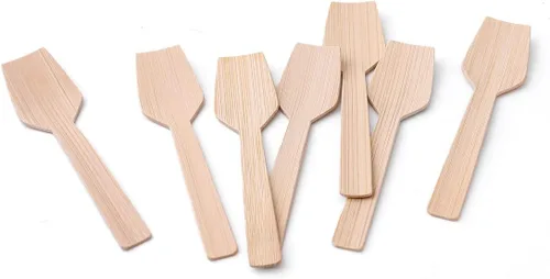 Miniatura 5 de Utensilios de bambú 200PK Mini tenedores de bambú 3.54 pulgadas desechables pequeños 100% biodegradables compostables cubiertos cubiertos