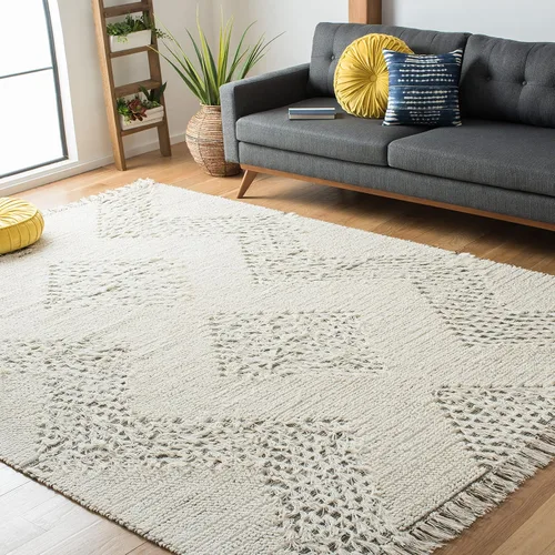 Miniatura 11 de SAFAVIEH Vermont Collection - Alfombra de pasillo, 2 pies 3 pulgadas x 8 pies, diseño de lana de tejido plano, color marfil y verde, ideal