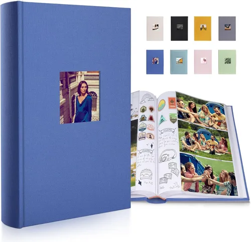 Miniatura 13 de 1DOT2 Álbum de Fotos de Tela de Lujo 4x6 con Espacio para Escribir, Bolsillos Libres de Ácido, Capacidad para 300 Fotos con Memo, 3 por Página