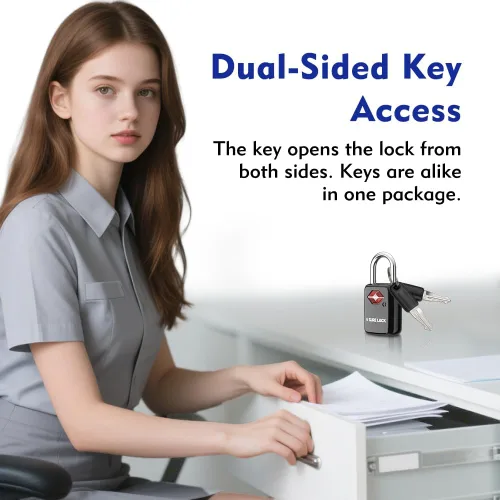 Miniatura 4 de Sure Lock Cerraduras de equipaje aprobadas por la TSA con llaves para viajes, cuerpo de aleación de zinc con grillete de acero, llave similar, llave