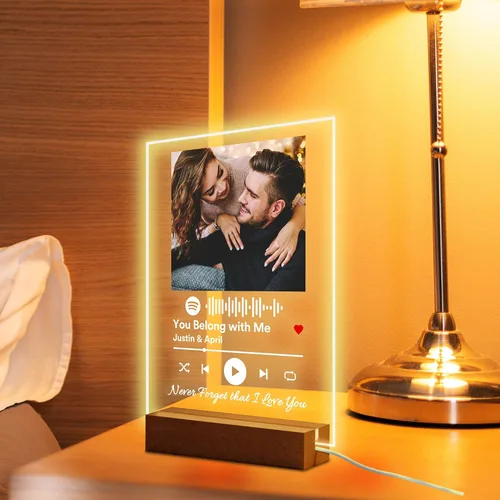 Miniatura 3 de Placa de música acrílica personalizada, regalos para novia, novio, placa de vidrio personalizada, código escaneable, regalo de aniversario, Diseño 01