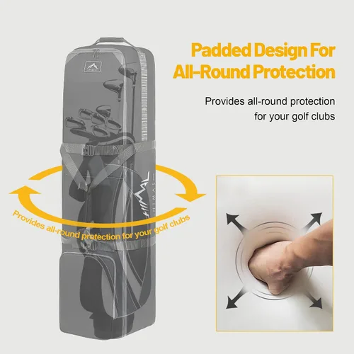 Miniatura 3 de Bolsa de viaje de golf GoHimal con ruedas, estuche de viaje de golf de tela Oxford resistente de 1200D para aerolíneas