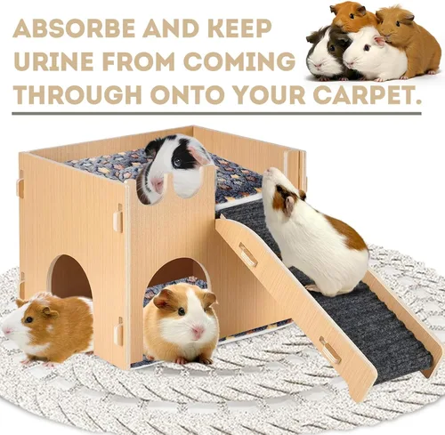 Miniatura 6 de 2 Pack Cama para Cobayas - 25 x 33 cm Almohadillas de Orina para Cobayas - Ropa de Cama Lavable y con Mayor Grosor (Azul Oscuro, M)