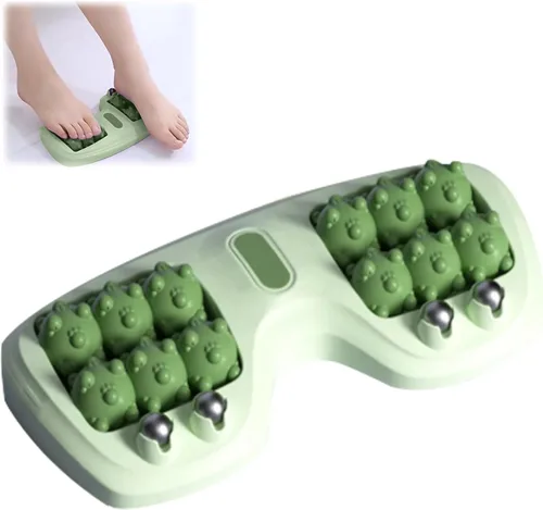 Rodillo portátil de masaje de doble pie, alivio de la fascitis plantar, terapia de acupresión de doble pie para aliviar el estrés y mejorar la Verde