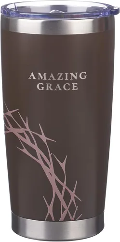 Miniatura 24 de Christian Art Gifts - Vaso de viaje de acero inoxidable de 18 oz con doble pared aislante al vacío con versículo bíblico, gris, con tapa retráctil