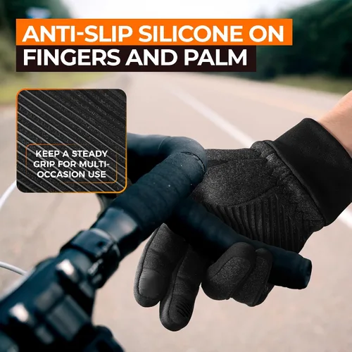 Miniatura 3 de rivmount Guantes ligeros de invierno para correr, pantalla táctil y forro térmico antideslizante, cálido guantes térmicos, clima fresco, conducción