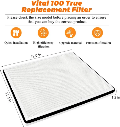 Miniatura 5 de Vital 100-RF Vital 100 Filtro de repuesto apto para purificador de aire LEVOIT Vital 100, sistema de filtración de carbón activado de alta