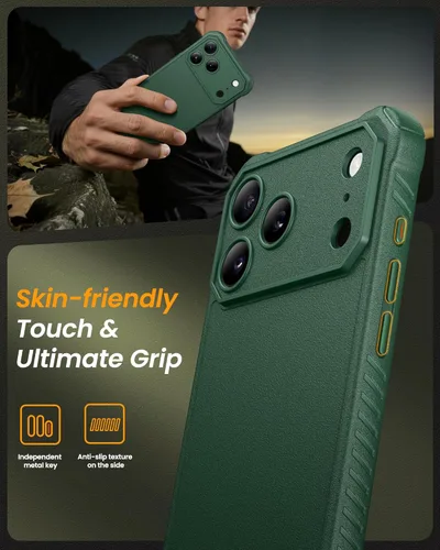 Miniatura 8 de Funda magnética para iPhone 17 Pro, soporte integrado y compatible con MagSafe y control de cámara, protección completa de la cámara, duradera, Verde