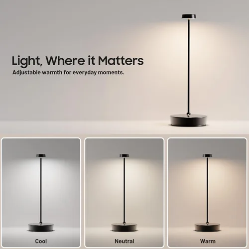 Miniatura 4 de Paquete de 2 lámparas de mesa LED inalámbricas, luz de mesa recargable, lámpara de mesa regulable de 3 colores, luz de mesa portátil