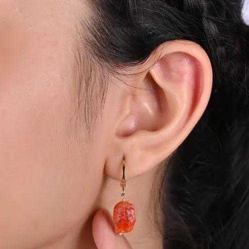 Miniatura 30 de Gempires Handmade Gemstone Hoop Earrings Raw Crystal Dangle Jewelry Hypoallergenic Gold Plated Lightweight Elegant Jewelry Gifts For Women
