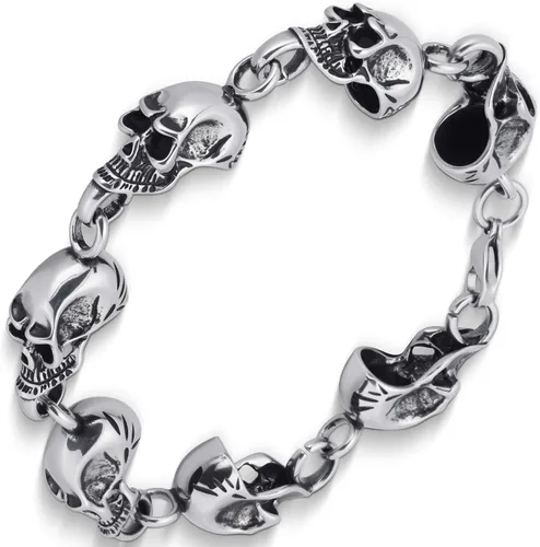 Pulsera de Cadena de Eslabones Cubanos Pesada de Acero Inoxidable Gótica Punk Rock Motociclista Vikingo Vintage Eslabón Franco Pulsera de Bordillo