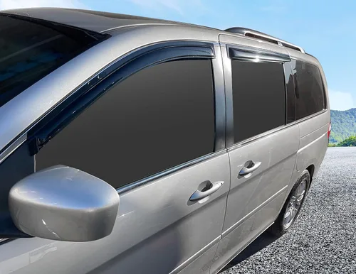 Miniatura 5 de Visera de ventana compatible con Honda Odyssey 2005-2007, cubierta protectora de sol y lluvia de acrílico negro estilo delgado de IKON MOTORSPORTS