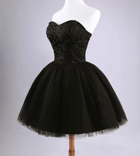 Miniatura 2 de Greekknight Vestido de fiesta de tul con cuentas de encaje corto con apliques de encaje vestidos de fiesta de cóctel sin tirantes vestidos de fiesta