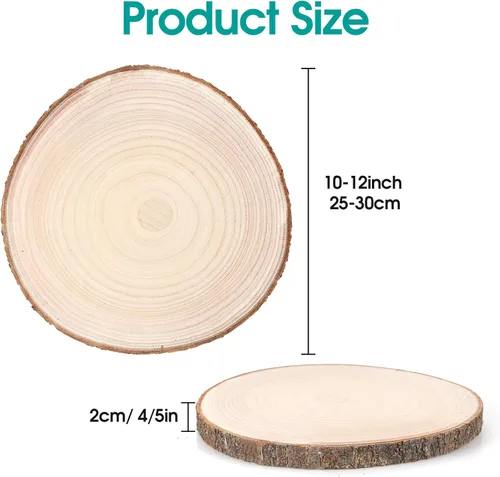 Miniatura 2 de Adrattnay 8 piezas de rebanadas de madera para centros de mesa de 10 a 12 pulgadas, círculos redondos de madera de Paulownia para centro de mesa