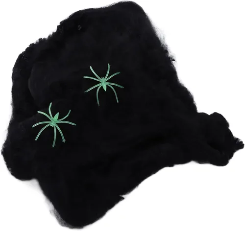 Miniatura 3 de GLOGLOW 5 piezas de telaraña de Halloween, decoración colorida de tela de araña elástica con arañas falsas para Halloween, suministros de fiesta