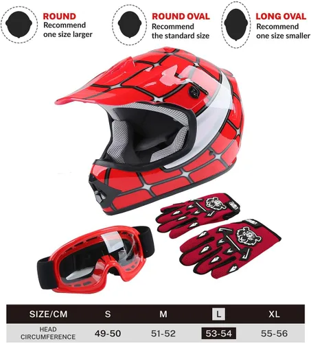 Miniatura 3 de TCT-MOTORPARTS DOT - Casco de motocross para niños y jóvenes, casco de cara completa para motocross, ATV, todoterreno, casco de cuatro ruedas, araña