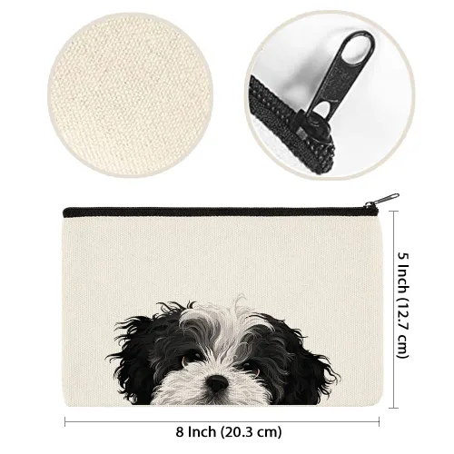 Miniatura 3 de WIRESTER Bolsa de maquillaje de lona con cremallera, bolsa de cosméticos, estuche organizador para mujeres y niñas, bolsa de cosméticos de viaje