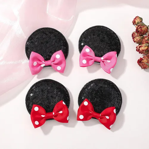 Miniatura 2 de Ayesha Pinzas de Pelo con Orejas de Ratón para Niñas, Pinzas con Orejas de Ratón y Lentejuelas, Lazos con Puntos Polacos, Pinzas de Ratón