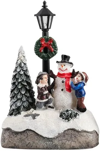 Miniatura 13 de Ochine Casa con luz de pueblo navideño, decoración navideña con luz LED, material de resina, edificios coleccionables de vacaciones