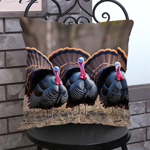 Miniatura 3 de Fundas de almohada de lino y algodón con diseño de pavo salvaje, fundas de almohada para sofá, cama, decoración del hogar, 18 x 18 pulgadas
