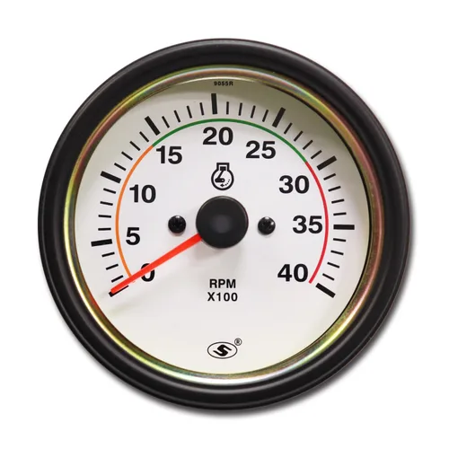 Motor Meter Racing Universal Tacómetro para Motor Diesel de 85 mm 3-3/8" para Alternador Terminal W 4000 RPM Dial Blanco en Salpicadero 12/24 Volt